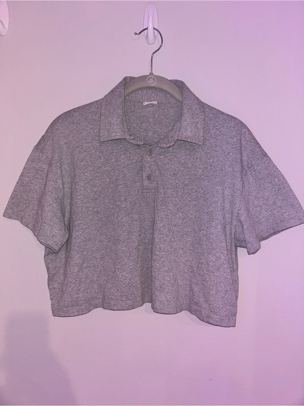 Aritzia Sunday Best Heather Gray Cropped Polo
